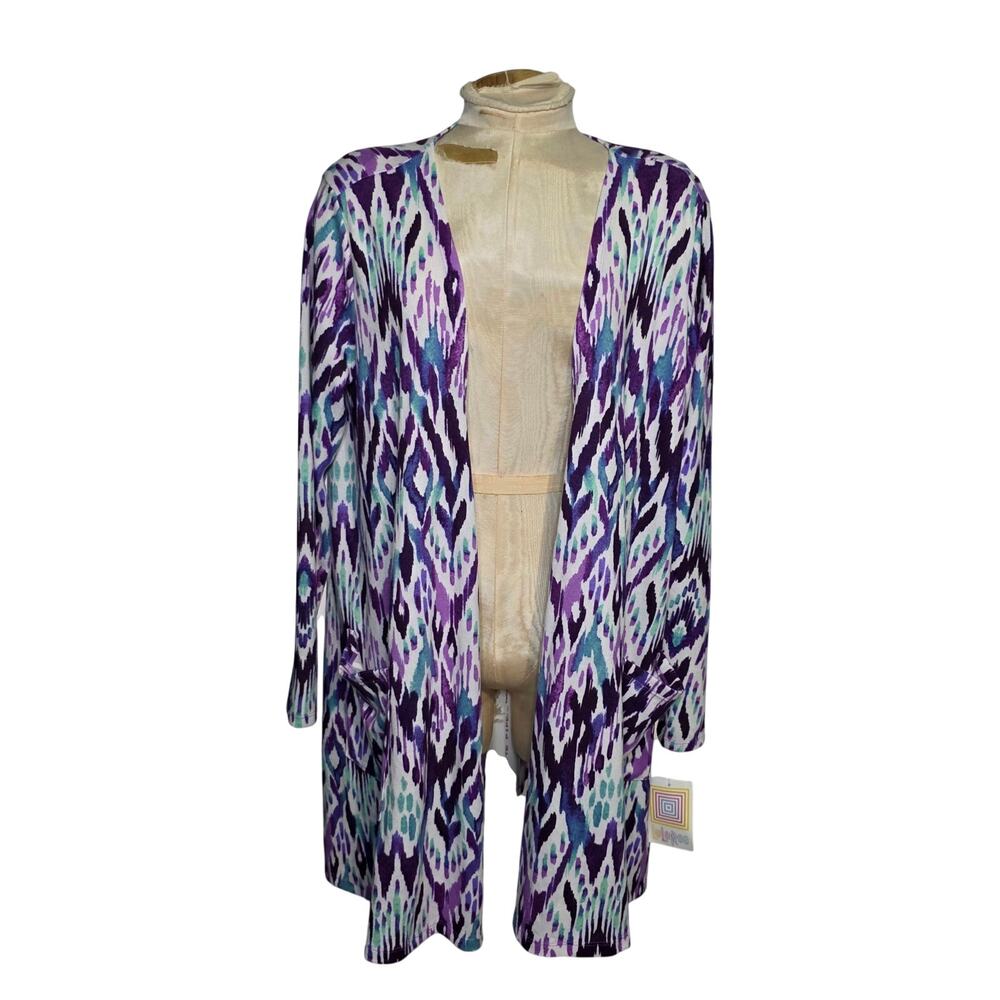 LuLaRoe NWT Caroline Open Front Cardigan Size Large Purple funky